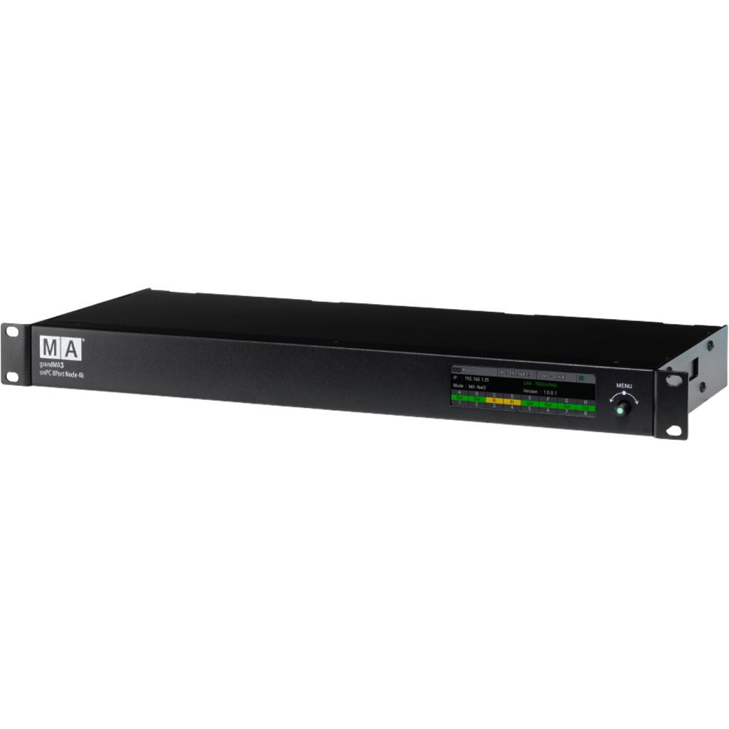[2257283] MA Lighting 4010514-1 grandMA3 onPC 8Port Node 4k PoE er en rackmontert DMX-node for distribusjon og onPC-styring