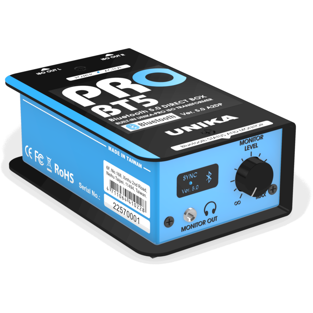 UNiKA PRO-BT5 – Bluetooth DI-boks med balanserte XLR-utganger