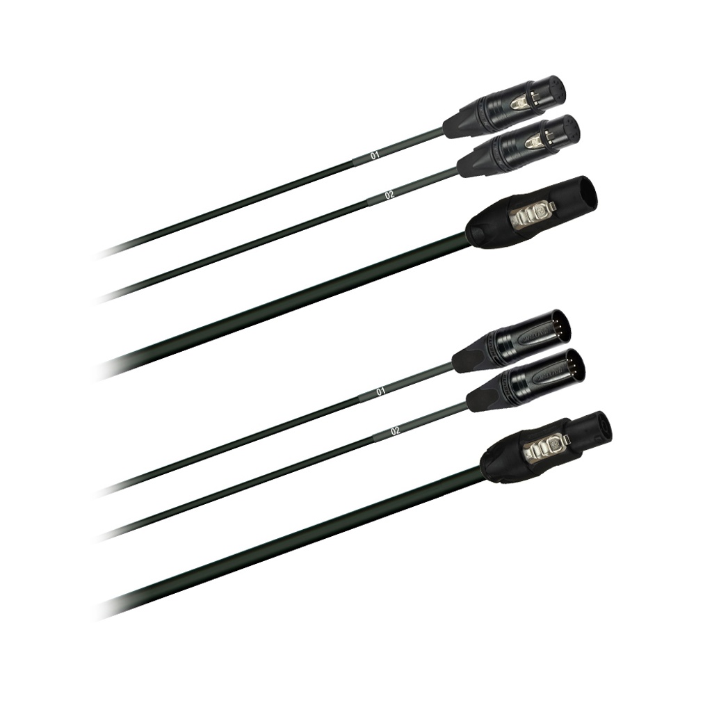 Dreitec 40170 – 2-kanals hybridkabel, XLR 5 / powerCON TRUE1
