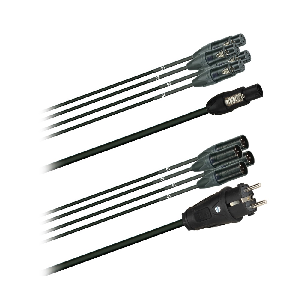 Dreitec 40271 – hybridkabel, XLR 3 / Schuko–powerCON TRUE1