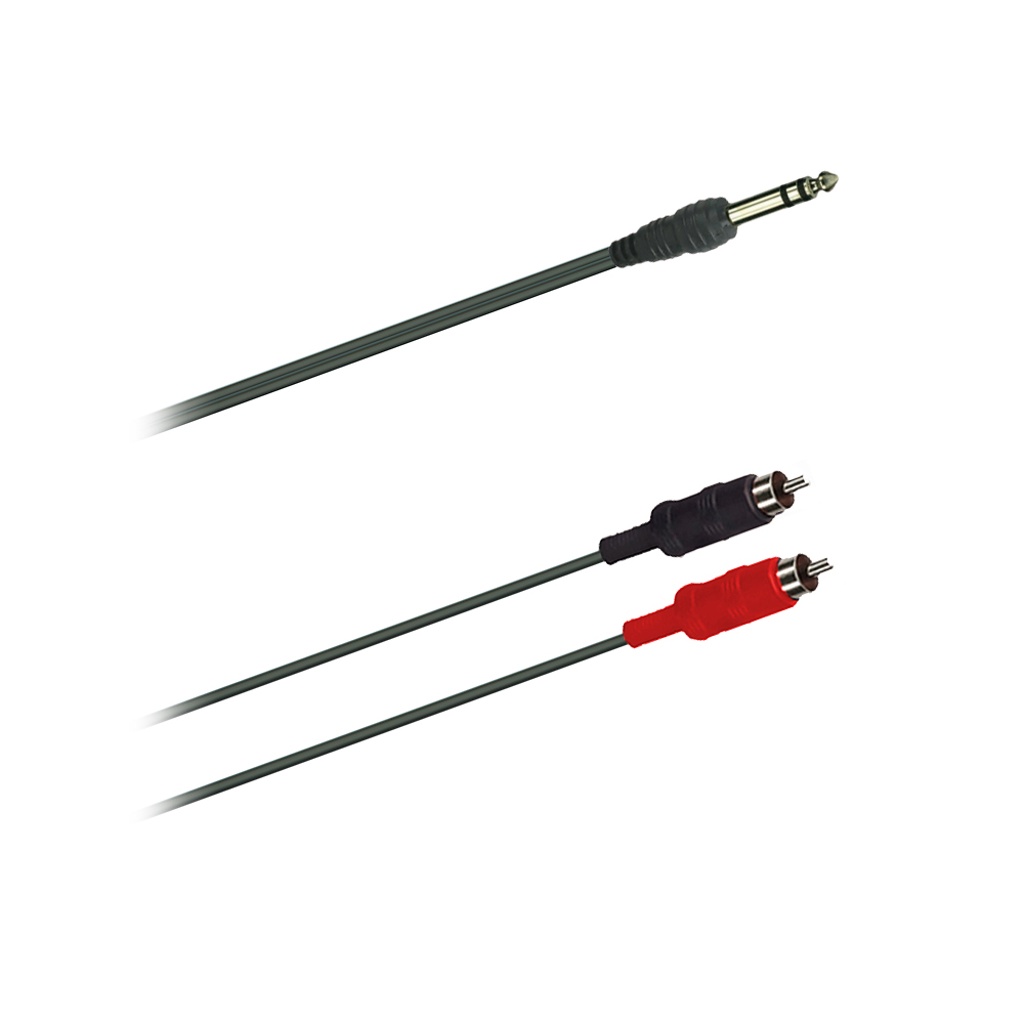 Dreitec 19331 – Y-kabel, 6,3 mm TRS-jackplugg til 2 × RCA-plugg